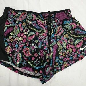Nike Black and Pink Athletic Shorts Lot Womans Medium 1-floral 1-black